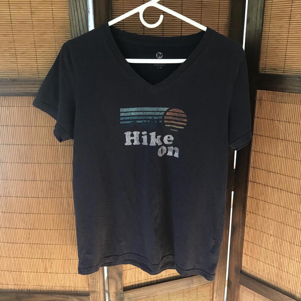 Merrell Hike On Short Sleeve Blue V-Neck T Shirt Size Large